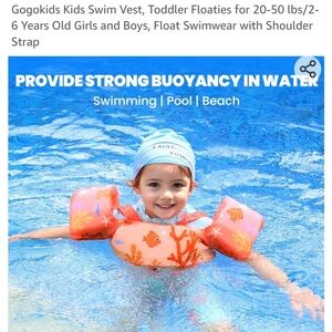 Swim vest toddler floaties for 20-50 lbs age 2-6 years old fish and coral